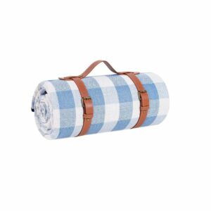 Tapis de pique-nique bleu à carreaux, 3 couches