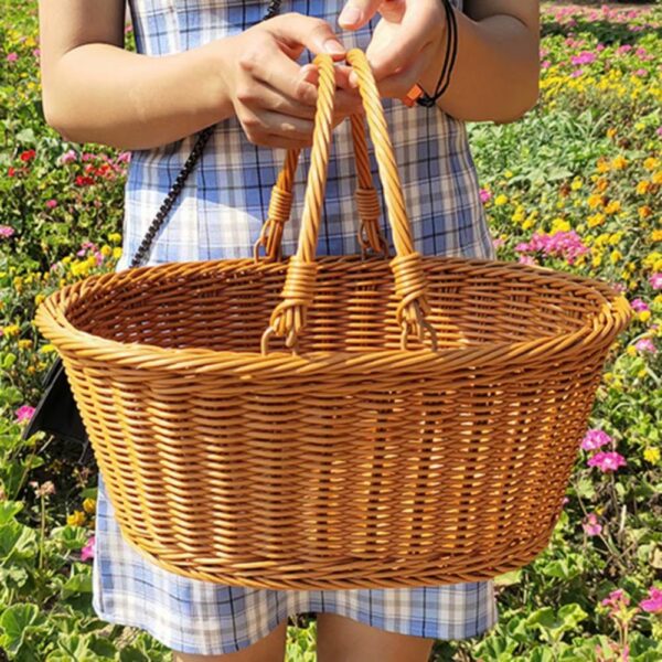 Panier pique-nique rond en osier naturel - 2 à 4 personnes – Image 2