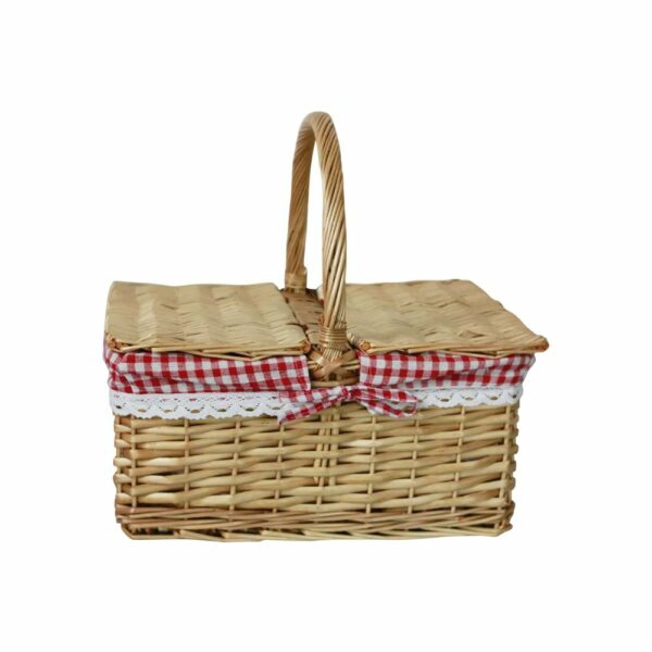 Panier en osier rectangulaire avec tissu rouge - 2 ou 4 personnes – Image 2