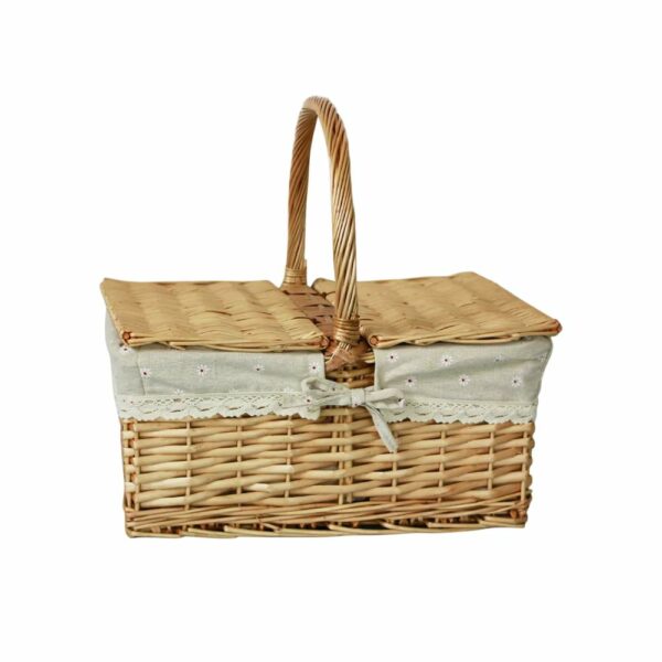 Panier en osier rectangulaire avec tissu blanc - 2 ou 4 personnes – Image 2
