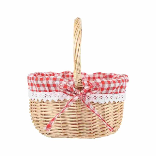 Panier pique-nique ouvert en osier avec tissu rouge à carreaux - 2 ou 4 personnes