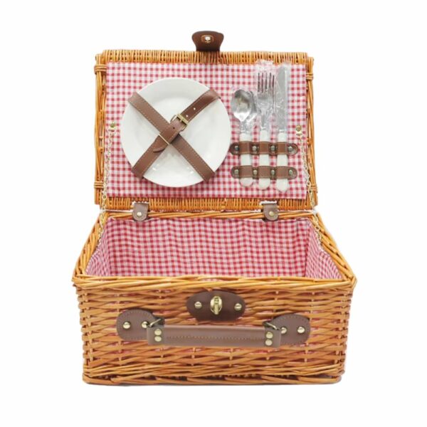 Kit pique-nique rouge pour 2 personnes : panier et set complet