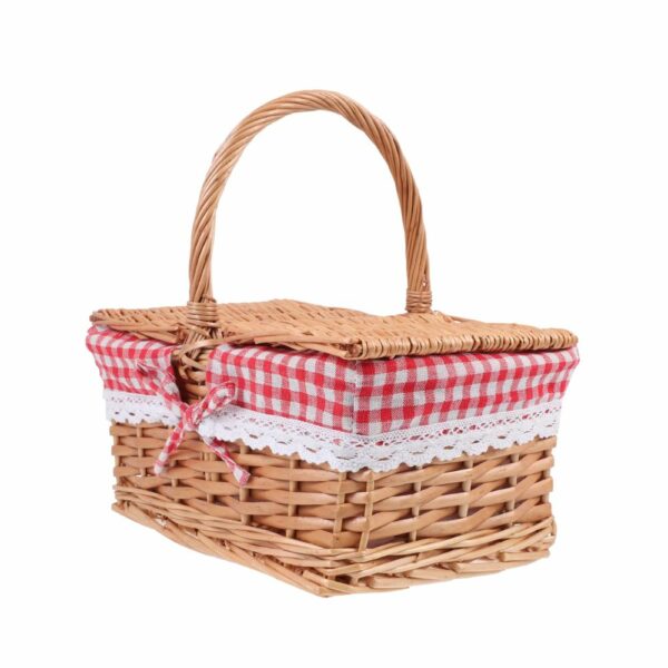 Panier en osier rectangulaire avec tissu rouge - 2 ou 4 personnes
