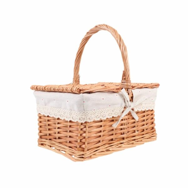 Panier en osier rectangulaire avec tissu blanc - 2 ou 4 personnes